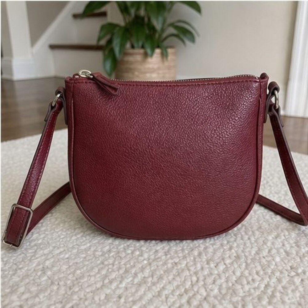Merlot Pebbled Crossbody Bag